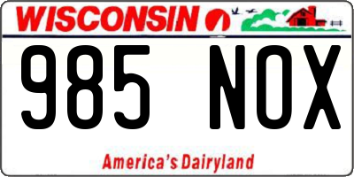 WI license plate 985NOX