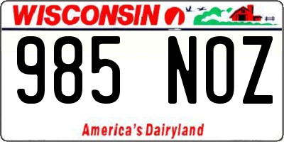 WI license plate 985NOZ