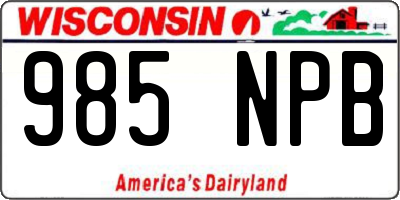 WI license plate 985NPB