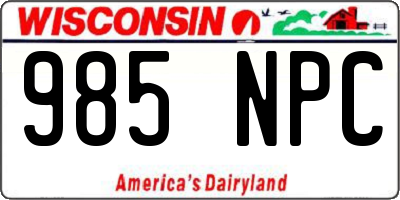 WI license plate 985NPC