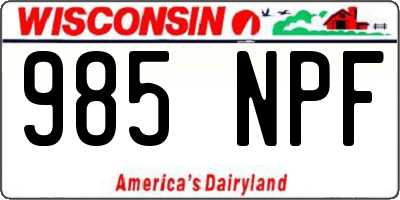 WI license plate 985NPF