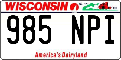 WI license plate 985NPI
