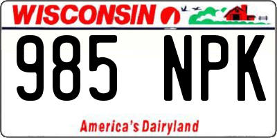 WI license plate 985NPK
