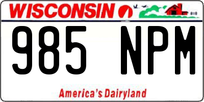 WI license plate 985NPM