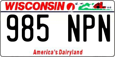 WI license plate 985NPN