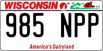WI license plate 985NPP