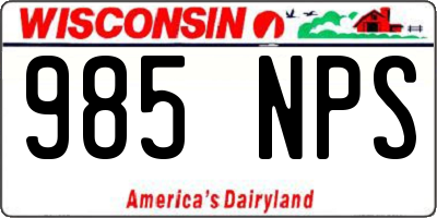 WI license plate 985NPS