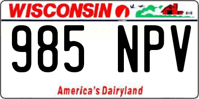 WI license plate 985NPV
