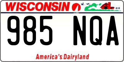 WI license plate 985NQA