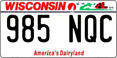WI license plate 985NQC