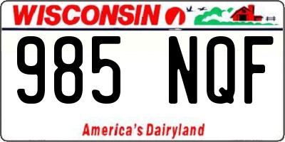 WI license plate 985NQF