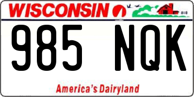 WI license plate 985NQK