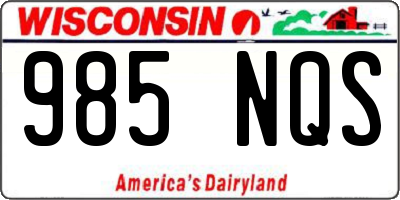 WI license plate 985NQS