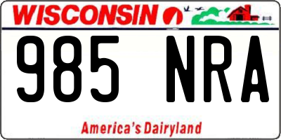 WI license plate 985NRA