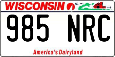 WI license plate 985NRC