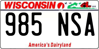 WI license plate 985NSA