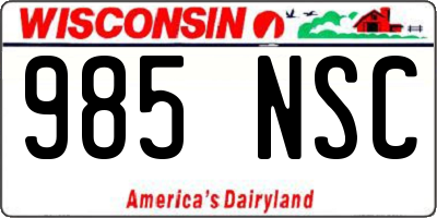 WI license plate 985NSC