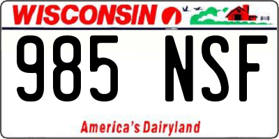 WI license plate 985NSF