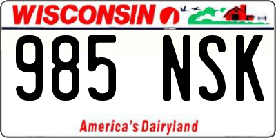 WI license plate 985NSK