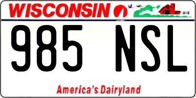 WI license plate 985NSL