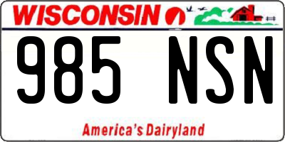 WI license plate 985NSN