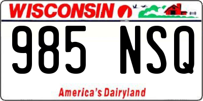 WI license plate 985NSQ