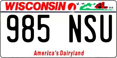 WI license plate 985NSU