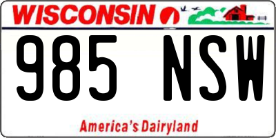 WI license plate 985NSW