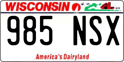 WI license plate 985NSX