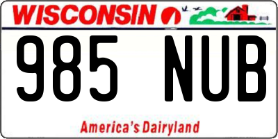 WI license plate 985NUB