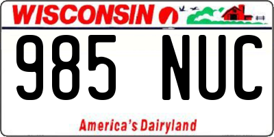 WI license plate 985NUC
