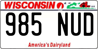 WI license plate 985NUD