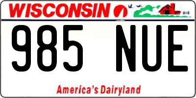 WI license plate 985NUE