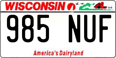 WI license plate 985NUF