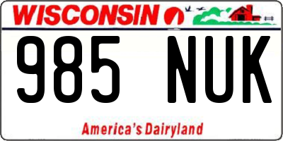 WI license plate 985NUK