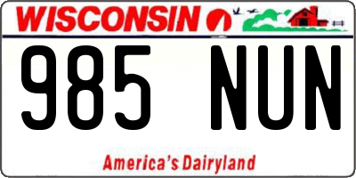 WI license plate 985NUN
