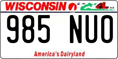WI license plate 985NUO