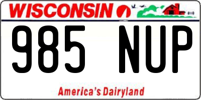 WI license plate 985NUP