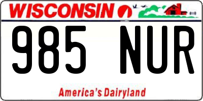 WI license plate 985NUR