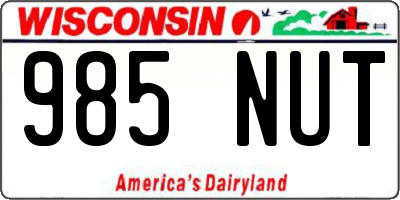 WI license plate 985NUT