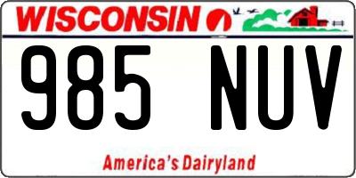 WI license plate 985NUV