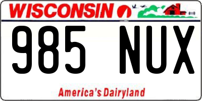 WI license plate 985NUX