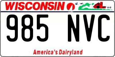 WI license plate 985NVC