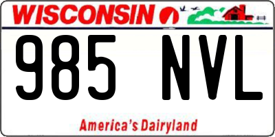 WI license plate 985NVL