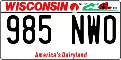 WI license plate 985NWO