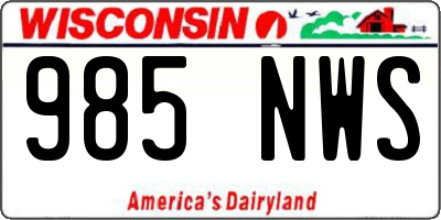 WI license plate 985NWS