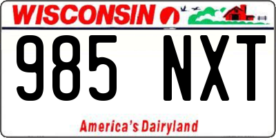 WI license plate 985NXT