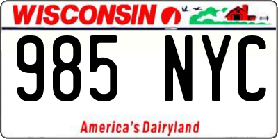 WI license plate 985NYC