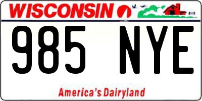 WI license plate 985NYE