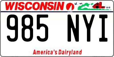 WI license plate 985NYI